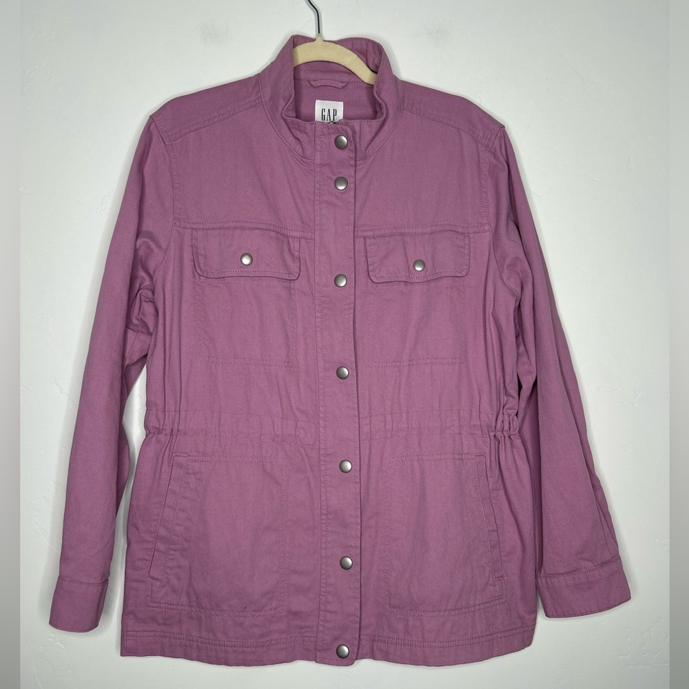 GAP Pastel Lilac Purple Utility Jacket Size XL Spring Easter 100% Cotton